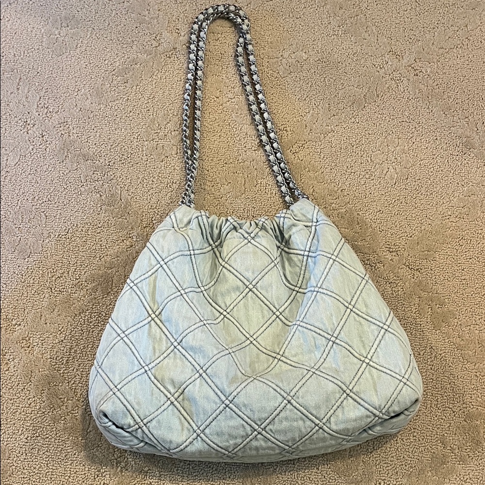 Tory Burch FLEMING SOFT DENIM HOBO BAG
